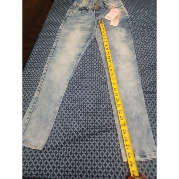 WAIST 28" SIZE 7 JEANS STRETCH DENIM BLUE  H4 CUTIE 1409 , SKINNY, REGULAR SIZE - Picture 8 of 11